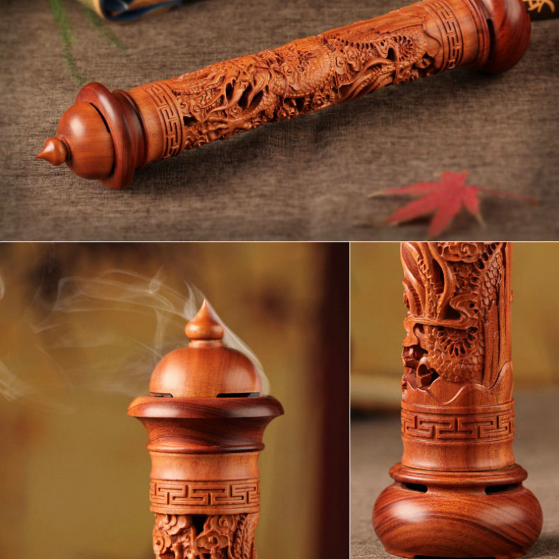 T Vertical Redwood Solid Wood Incense Burner Wooden for Incense Sticks 29cm Living Room Stick Incense Base