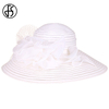 Black White Elegant Women Church Hats For Ladies Flowers Large Brim Organza Hat Beach Sun Kentucky Derby Hat Fedora
