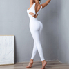Backless Gym Clothing 2022 Yoga Jumpsuit Fitness Sports Overalls Workout Clothes for Women Outfit Tracksuit Active Wear White XL