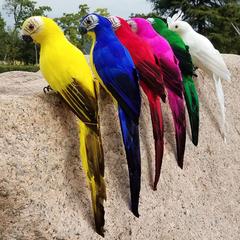 25cm Handmade Simulation Parrot Creative Feather Lawn Figurine Ornament Animal Bird Garden Prop Decoration 12/13/14/15/16CM