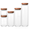 3pcs 250-1550ml Wood Lid Glass Airtight Canister Kitchen Storage Bottles Sealed Food Container Coffee Beans Grains Jars Orgnizer