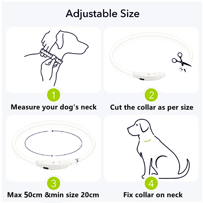 Led Light Dog Collar Detachable Glowing USB Charging Luminous Leash for Big Cat Collar Small Bright Labrador Pets Dogs Products