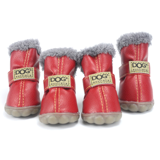 Wholesale Custom Winter Pet Dog Shoes Warm Snow Boots Luxury Thicken Fur Anti-Slip Waterproof Winter Dog Shoes For Dogs