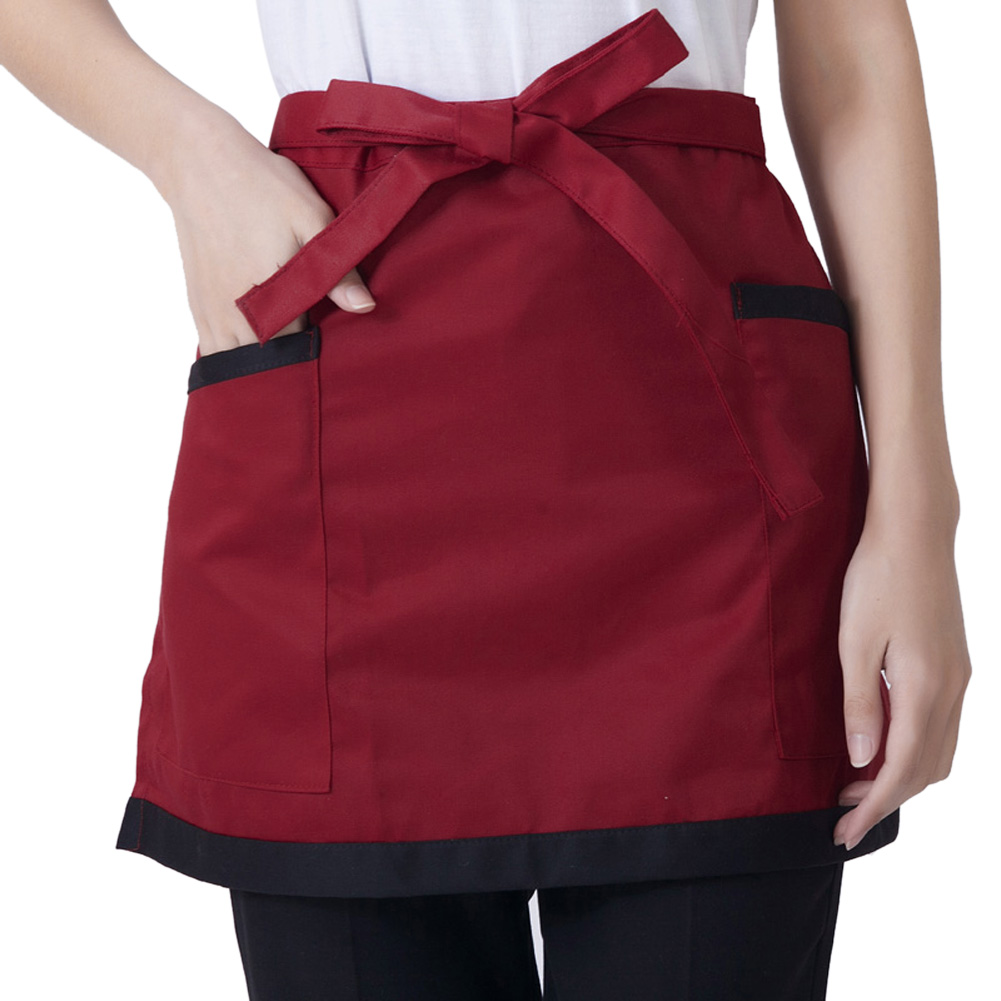 4 Style Universal Unisex Half Bust Bib Apron Restaurant Kitchen Coffee Tea Shop Waitress Uniforms Waist Short Apron With Pockets