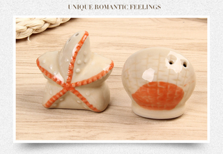 European Cartoon Starfish Ceramic Creative Seasoning Jar Household Kitchen Supplies Salt And Pepper Shaker Pair Gift Box