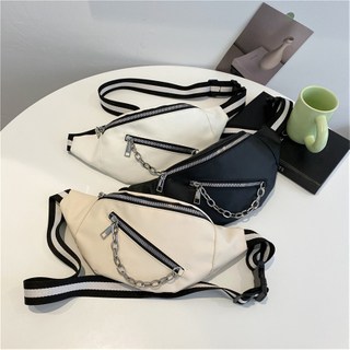 Women Soft Leather Waist Bag Autumn New Chest Pack Shoulder Bag High Quality Chain Fanny Pack Lady Street Trend Belt Bags Purse