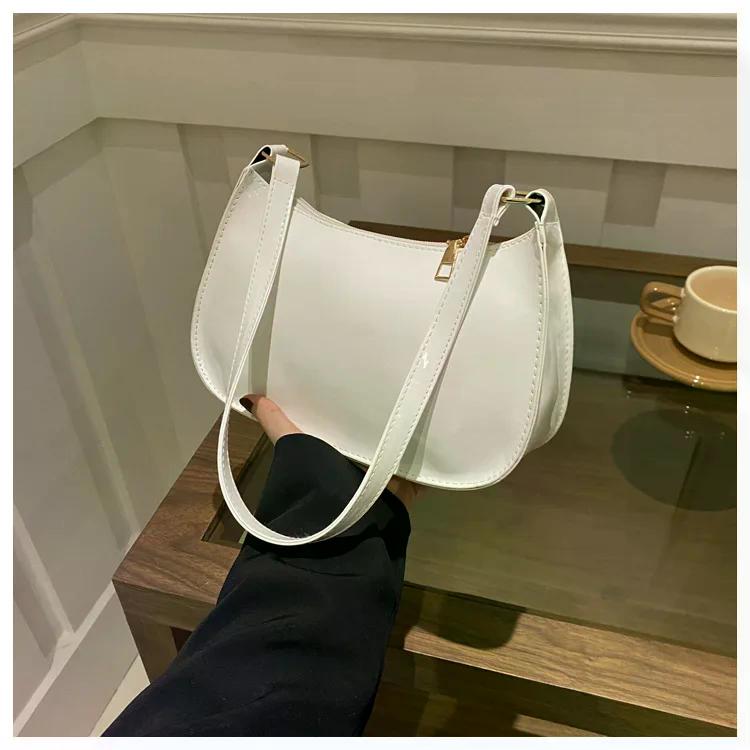 2024 Women's Patent Leather Handbag Versatile Fashion Shoulder Bag Casual Commuting Bag Girl Brand Designer Zipper Small Handbag