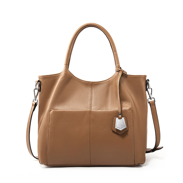 100% Cowhide Genuine Leather Tote Handbags For Women 2024 Trend Designer Large Capacity Ladies Shoulder Crossbody Bags