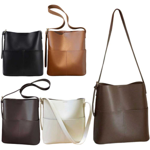 Women Leather Bucket Bag Multi Pocket PU Crossbody Bag Versatile Shoulder Tote Bag Satchel Hobo Bag Outdoor Travel Bag