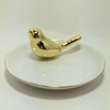 Golden Leaf Shape Trinket Dish for Ceramic Key Jewelry Plate