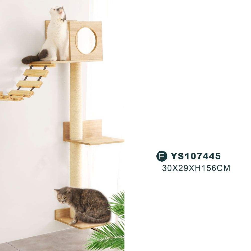 Wooden Cat Tree Furniture Platform Pet Climbing Shelf Table Cat Tree Condo Wall Mounted Shelves