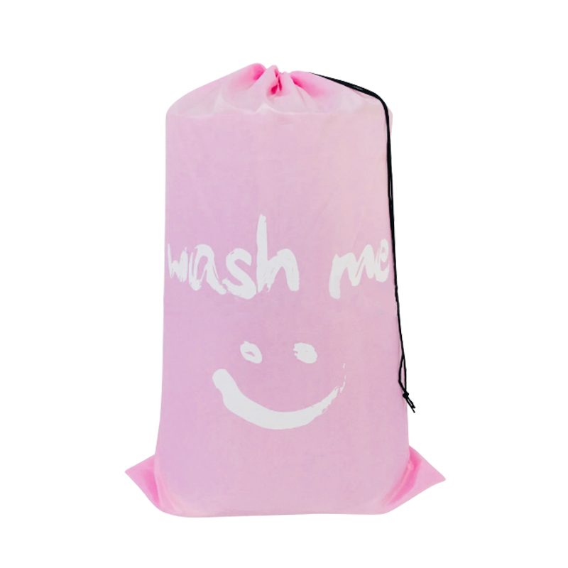 Smile Shape Nylon Laundry Bag Wash Me Travel Storage Pouch Machine Washable Dirty Clothes Organizer Wash Drawstring Bag