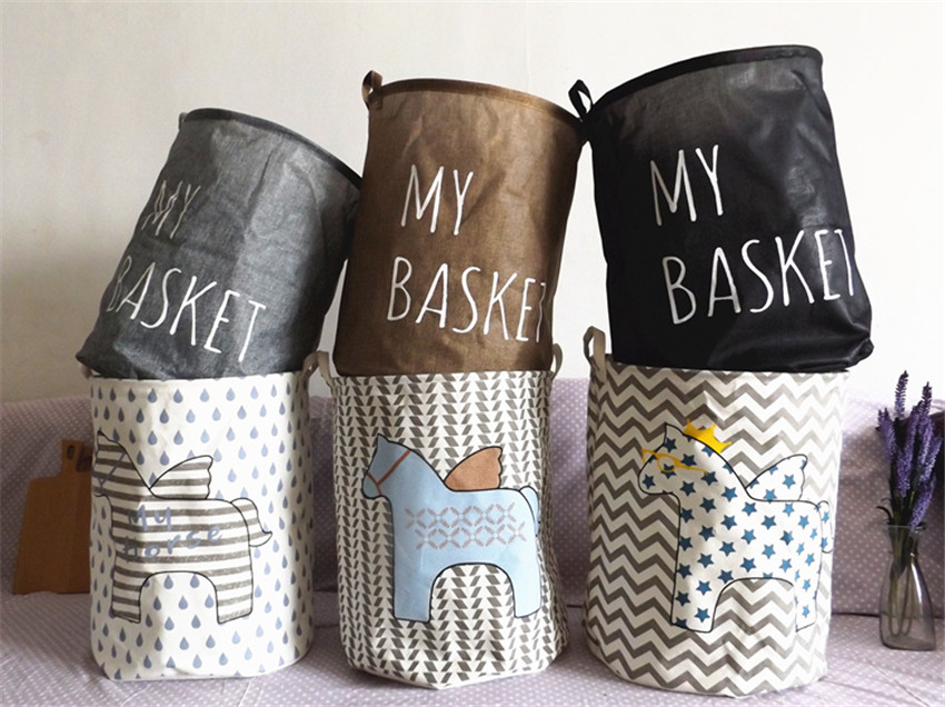 Large 40*50Cm Folding Dirty Clothes Washing Laundry Basket Cartoon Storage Barrel For Baby Toys Sundries Room Organizer Bag