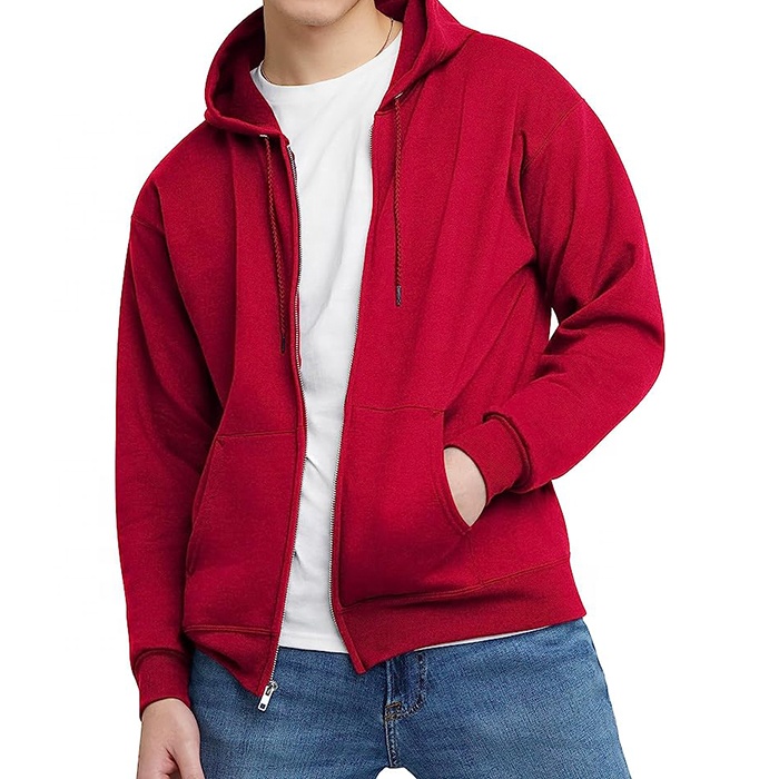 Wholesale Puls Size Men's Hoodies Full Zip Up Custom Print Logo Hoodie For Man