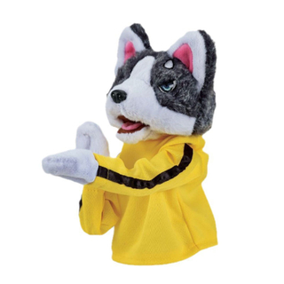 lovely Plush Animal Boxing Battle Vocal and Variable Sound Husky Glove Doll Boxing Dog hand puppets toy for kids