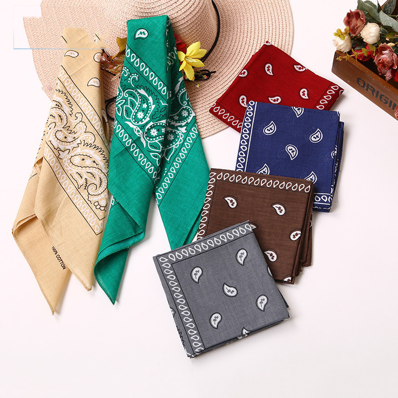 55CM Cotton HOT Cashew Flowers HipHop Printed Bandana Men Women Outdoor Headbands Band Wrist Wraps Amoeba Scarves Hair Accessory