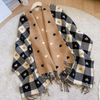 Scarves Women Knitted Heart-pattern Plaid Lovey Girl Winter Scarf College Fashionable Leisure Shawl Wraps