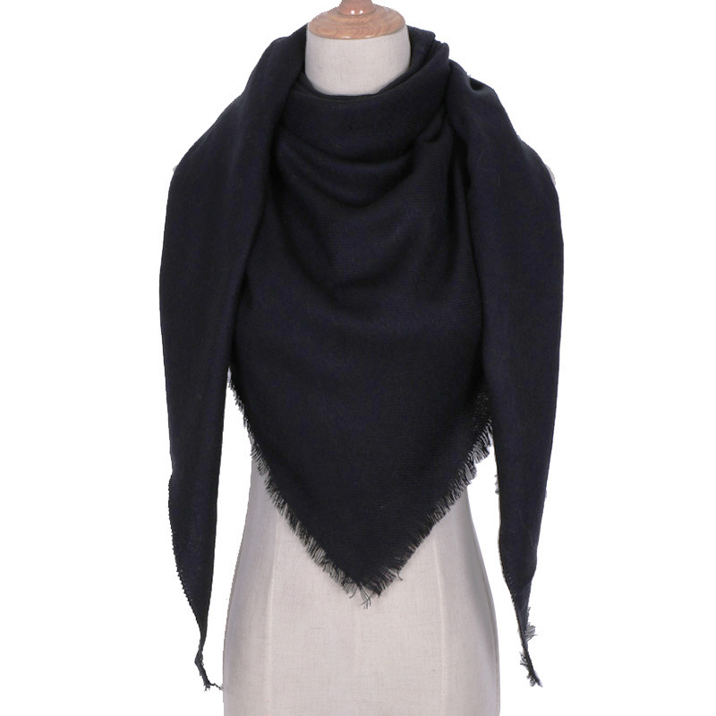 Fashionable Solid Color Scarf Triangular Shawl Women's Cashmere Winter Outdoor Warmth Headscarf Hijab Foulard