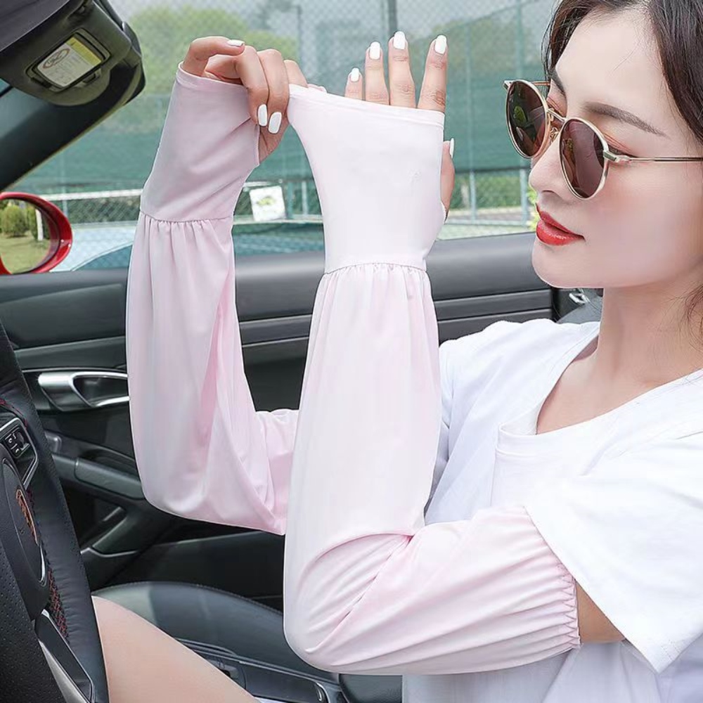 Sun-protective Sleeves Arm Cuff Cover Anti-UV Ice Silk Outdoors Travel Supplies Cycling Driving Sports Men Women's Arm Sleeves