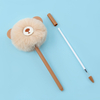 1 Piece Girl Plush Ball Bear Gel Pen School Officel Supplies Stationery Cute Kawaii Creative Lovely Sweet Pens