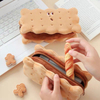 Cute Biscuit Shape Pencil Box Plush Cookies Pencil Bag Large-capacity Pencil Case Student Gift Stationery Box