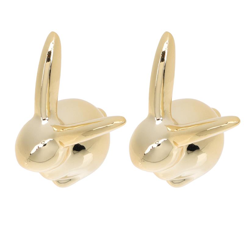 2Pcs Easter Bunny Golden Ceramic Bunny Easter Ornament Table Ornament For Easter Desktop Decor Easter Rabbit Home Decorations
