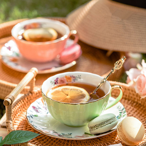 Ceramic New Bone China European Light Luxury Coffee Cups And Saucers Set Vintage Flower Tea Cups Wedding Gift Accompaniment Gift