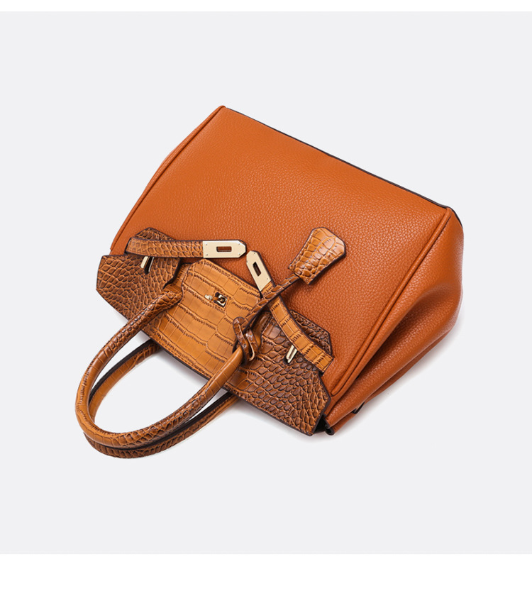 New Business Commuter Fashion Platinum Bag with Crocodile Pattern Splicing Handheld Single Shoulder Diagonal Cross Women's Bag