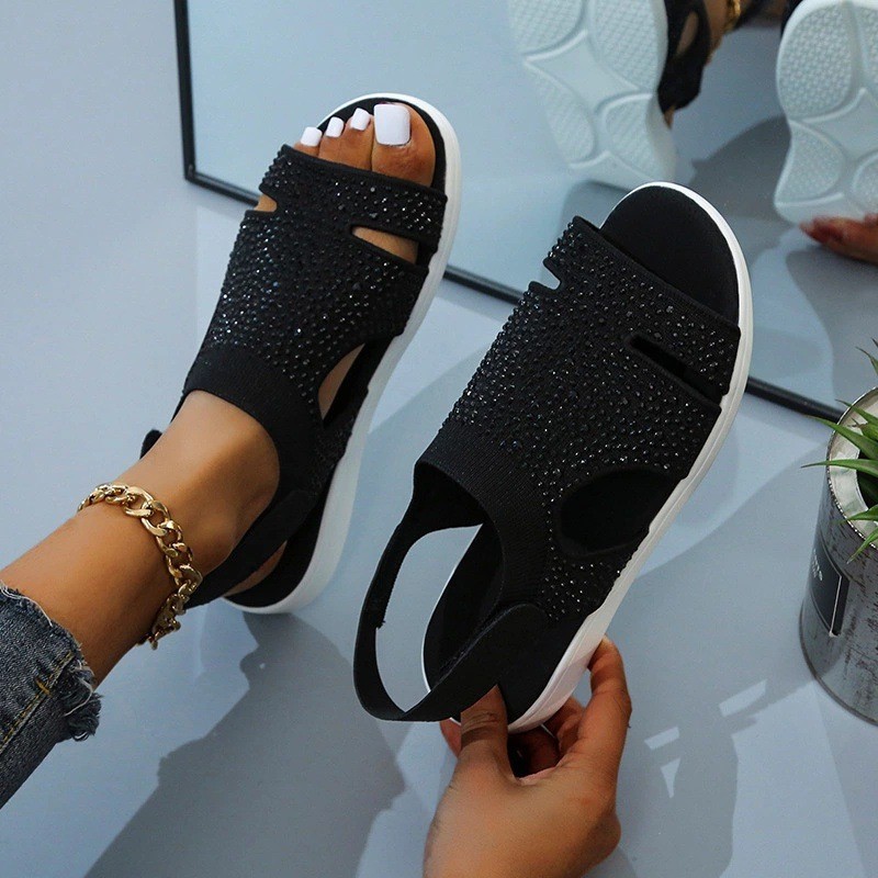 Wholesale new style transparent slide slippers sandals women fashion 2023 summer shoes for ladies leopard pattern heeled sandals