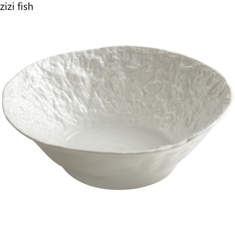 Ceramic Pasta Ramen Bowl Soup Basins Salad Bowl Home Irregular Shape Solid Color Tableware Vegetable Plates Snack Desserts Plate