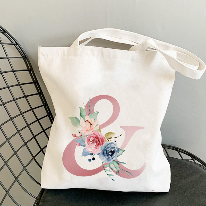 Plant Print Canvas Bag Women's Shoulder Bag Fashion Cotton Letter Shopping Shopper Ladies Hand Bags Tote Bag Side Bag for Ladies