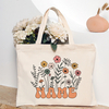 Personalized Flower with Name Tote Bag Women Canvas Shoulder Bags Monogram Shopping Bag Handbags Birthday Wedding Gifts For Her