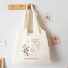 Custom Name Floral Alphabet Print Tote Bag Personalize Canvas Portable Large Capacity Handbags The Christmas Birthday Best Gifts