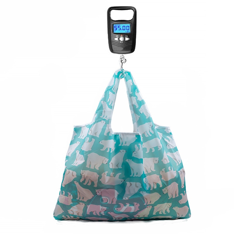 Foldable Shopping Bag Reusable Travel Grocery Bag Eco-Friendly Cute Animal Cat Cactus Lemon Printing Supermarket Tote Bag