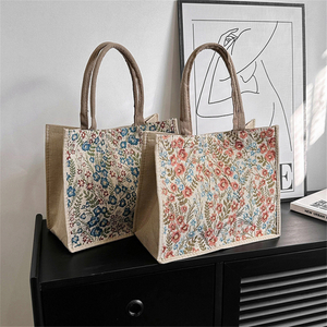 Women's Handbag Large Capacity Cotton Linen Printing Tote Bag Shoulder Bag Commuting Underarm Bag Casual Carrying Shopping Bag