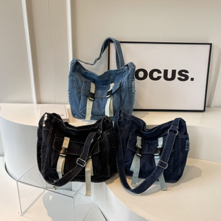 Large Capacity Denim Messenger Bag for Women Crossbody Bag for Students Single Shoulder Tote Bag for Class