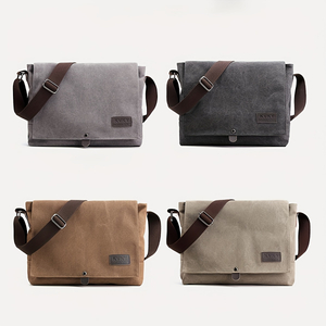 Classic Canvas Messenger Bag Japanese Style Workwear Casual Men's Crossbody Bag Retro Small Shoulder Bag Men's Trendy