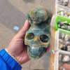 Natural Blue Lux Calcite Lizard Head Skull Figurine Hand Carved Quartz Animal Statue Healing Crystal Stone Home Decoration Craft