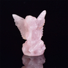 8.3cm Natural Rose Quartz Angel Carving Crystal Reiki Healing Figurine Trinket Craft Gift Home Decoration 1pcs