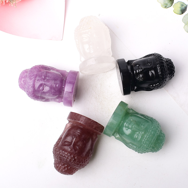 1PC Natural Crystal Stone Figure of Buddha Figurine Reiki Healing Stone Crafts Small Decoration Home Decor Present Souvenir
