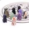 1.2Inch Mini Gemstones Dog Statue Natural Healing Crystal Mineral Animal Figurine Stone Carving Ornament Energy Carft Home Deco
