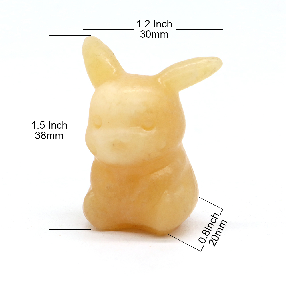 1.5" Natural Stone Yellow Jade Cute Cartoon Anime Carved Figure Healing Crystal Fancy Animal Statue Birthday Decor Home Ornament
