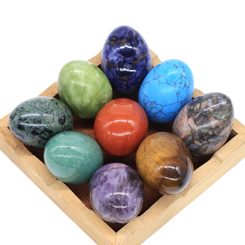 Egg Shape Stone Natural Healing Crystal Amethyst Quartz Opalite Massage Gemstone Reiki Crafts Home Decoration Gifts 30x40mm