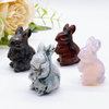 1.5'' Rabbit Natural Stone Carved Amethyst Crystal Quartz Animal Figurine Healing Home Decor Gemstone Child Gift Room Ornament