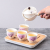 Chinese Gong Fu Tea Set Portable 360 Rotation Teapot Ceramic Tea Maker Infuser Semi-Automatic Teaware for Home Office Travel