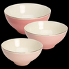 3-Piece Ceramic Bowl Set, Nesting Mixing Bowls, Dishwasher Safe, Pink and Gold