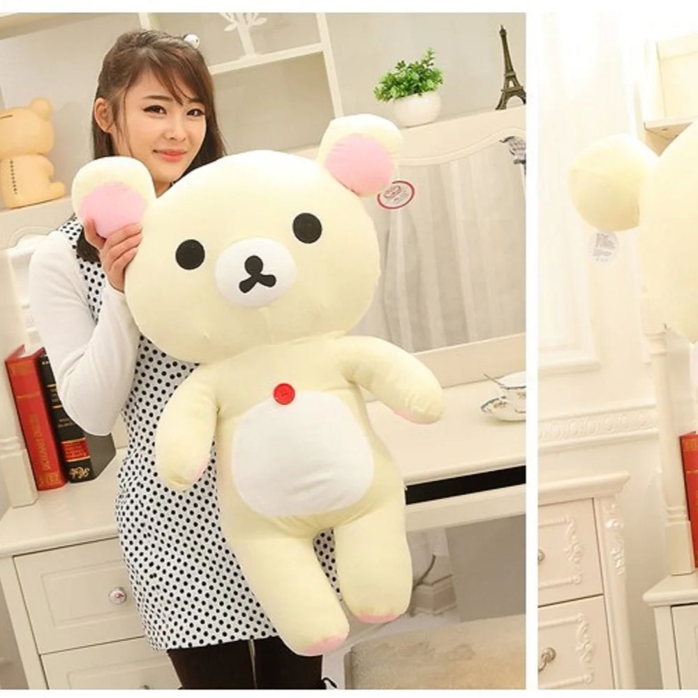 Big Plush Rilakkuma Bear Plush Toy Relax White Teddy Bear Soft Throw Pillow Birthday Gift about 110cm W5308