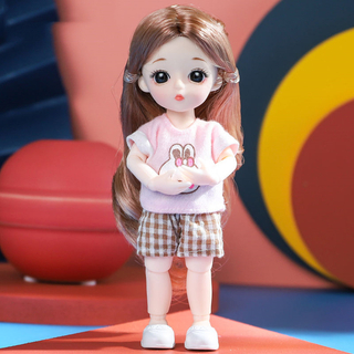 16cm Bjd Dolls for Girls 1/8 Bjd Doll DIY Toy Doll With Clothes Dress Up Fashion Dolls 13 Movable Joint Baby 3D Big Eyes 