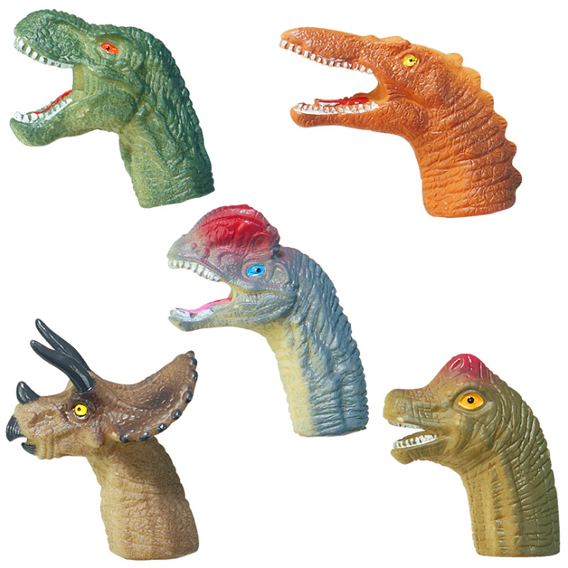 5pcs Mini Cartoon Realistic Dragon Dinosaur Finger Puppets Set Role Playing Toy Kids Tell Story Prop for Children