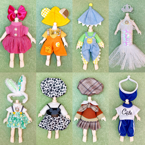 12cm Bjd Changing Dress Ob11 Cute Princess 16cm Doll Clothing Accessories JK Casual One Piece Set Girl DIY Dress Accessories Toy